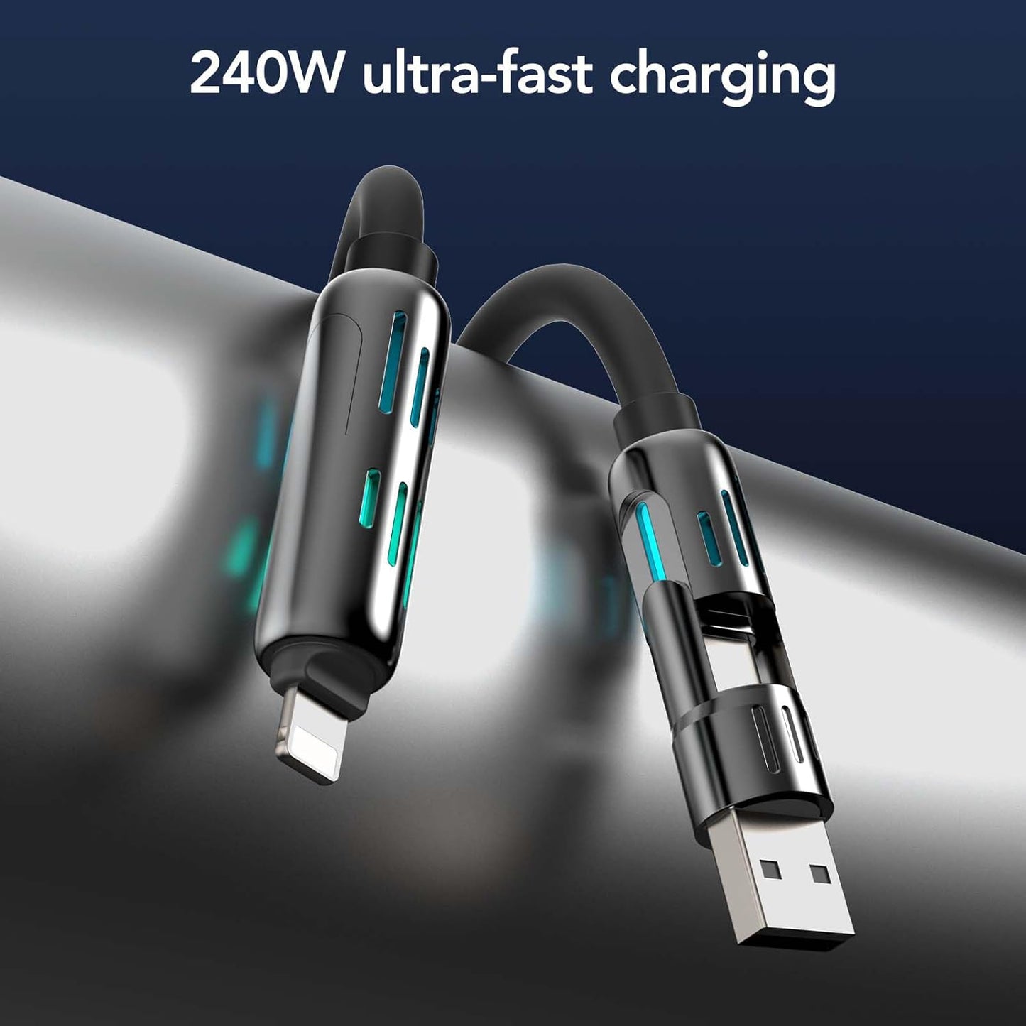 ChargeMaster™ 240W 4-in-1 USB-C Fast Charging Cable – Universal 4-Device Compatibility